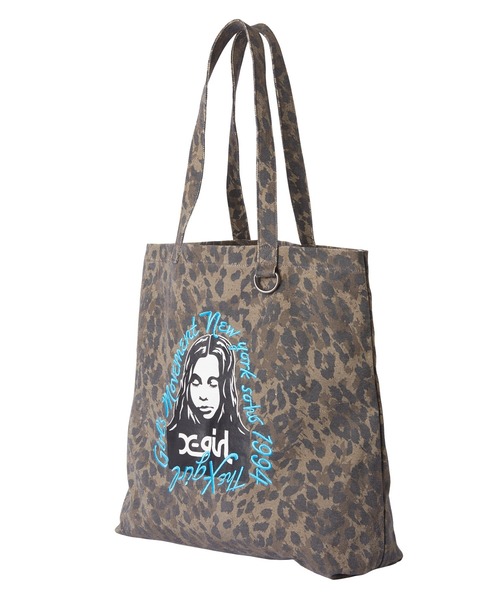 X-girl(エックスガール)の「HAND DRAWN LOGO AND FACE TOTE BAG(トートバッグ・レディース・レオパード/ブラック/カモフラージュ・ONE SIZE)」の11枚目の写真