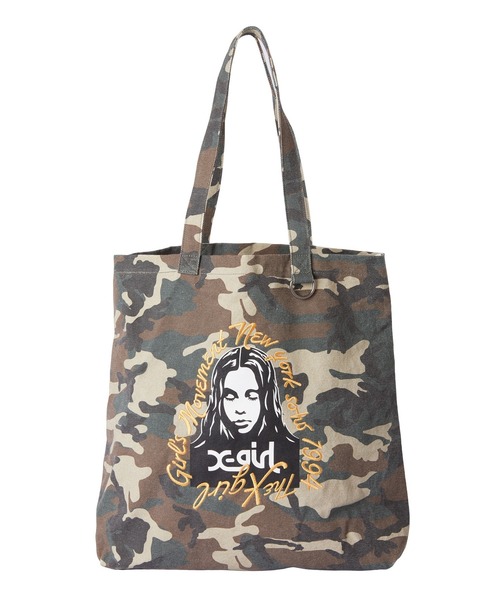 X-girl(エックスガール)の「HAND DRAWN LOGO AND FACE TOTE BAG(トートバッグ・レディース・レオパード/ブラック/カモフラージュ・ONE SIZE)」の14枚目の写真