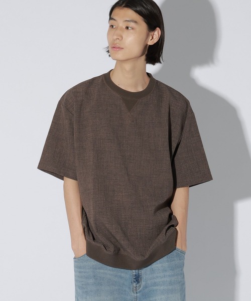 LAKOLE(ラコレ)の「メランジウーブン半袖T / 1050806(Tシャツ/カットソー・メンズ・ブラック/ブラウン・LARGE/MEDIUM)」の2枚目の写真