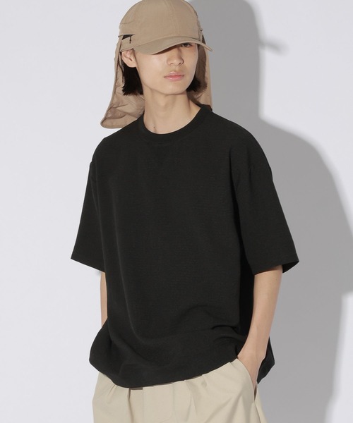LAKOLE(ラコレ)の「メランジウーブン半袖T / 1050806(Tシャツ/カットソー・メンズ・ブラック/ブラウン・LARGE/MEDIUM)」の1枚目の写真