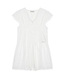 EYELET FRILL MINI DRESS_WHITE