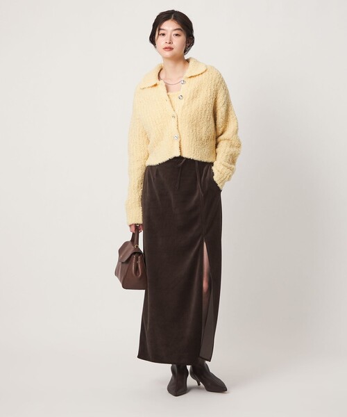 green label relaxing(グリーンレーベルリラクシング)の「<GLR_MINE>ベロア Iライン スカート(スカート・レディース・オフホワイト/ダークブラウン・36/38)」の13枚目の写真