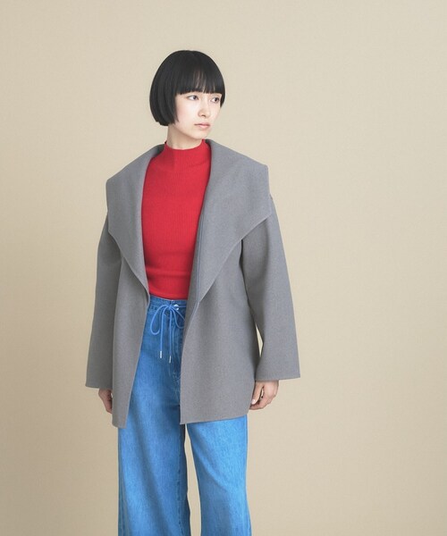 cloenc（クロエンス）の「【軽量】ビックカラー メルトンコート（チェスターコート・レディース・ベージュ系その他7/ブラウン系8/ネイビー・00/02）」の2枚目の写真