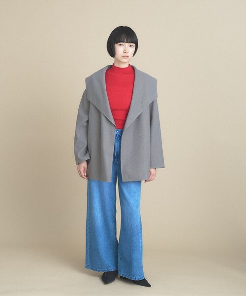 cloenc（クロエンス）の「【軽量】ビックカラー メルトンコート（チェスターコート・レディース・ベージュ系その他7/ブラウン系8/ネイビー・00/02）」の4枚目の写真