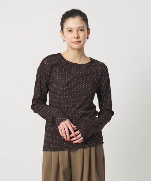 BEAUTY&YOUTH UNITED ARROWS(ビューティーアンドユースユナイテッドアローズ)の「ドット チュール ロングスリーブ カットソー(Tシャツ/カットソー・レディース・ブラック/ダークブラウン/オフホワイト・FREE)」の1枚目の写真