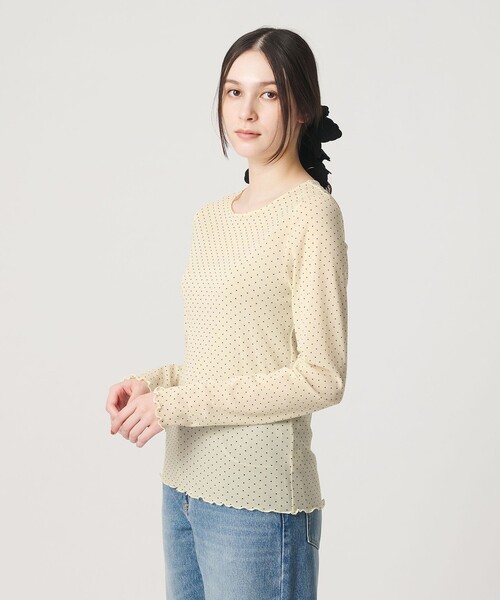 BEAUTY&YOUTH UNITED ARROWS(ビューティーアンドユースユナイテッドアローズ)の「ドット チュール ロングスリーブ カットソー(Tシャツ/カットソー・レディース・ブラック/ダークブラウン/オフホワイト・FREE)」の2枚目の写真