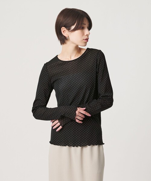 BEAUTY&YOUTH UNITED ARROWS(ビューティーアンドユースユナイテッドアローズ)の「ドット チュール ロングスリーブ カットソー(Tシャツ/カットソー・レディース・ブラック/ダークブラウン/オフホワイト・FREE)」の5枚目の写真