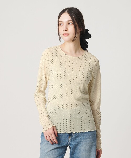 BEAUTY&YOUTH UNITED ARROWS(ビューティーアンドユースユナイテッドアローズ)の「ドット チュール ロングスリーブ カットソー(Tシャツ/カットソー・レディース・ブラック/ダークブラウン/オフホワイト・FREE)」の7枚目の写真