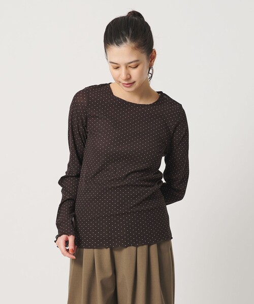 BEAUTY&YOUTH UNITED ARROWS(ビューティーアンドユースユナイテッドアローズ)の「ドット チュール ロングスリーブ カットソー(Tシャツ/カットソー・レディース・ブラック/ダークブラウン/オフホワイト・FREE)」の9枚目の写真