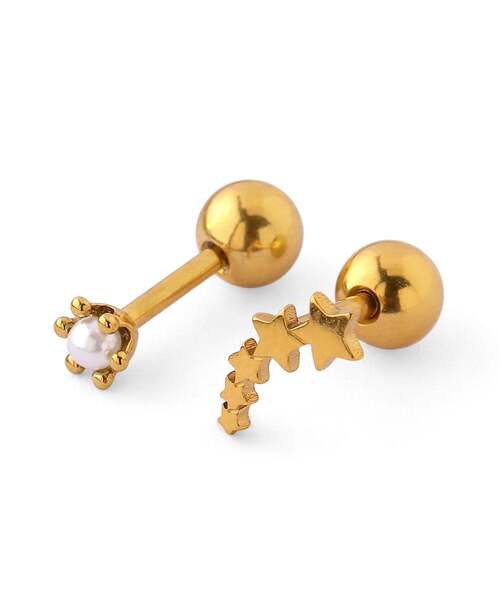 ステンレス】パール×スターナンコツピアス[2個セット]（ピアス（両耳用