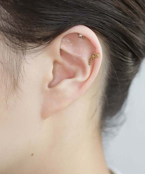 ANEMONE（アネモネ）の「【ステンレス】パール×スターナンコツピアス[2個セット]（ピアス（両耳用）・レディース・ゴールド・FREE）」の5枚目の写真