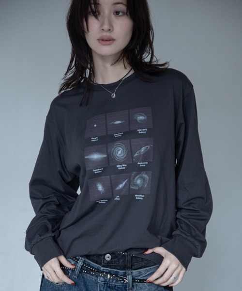 VACANCY(ヴァカンシー)の「グラビティコラージュBIG ロンTee(Tシャツ/カットソー・レディース・チャコールグレー/ホワイト/グレー・FREE)」の1枚目の写真