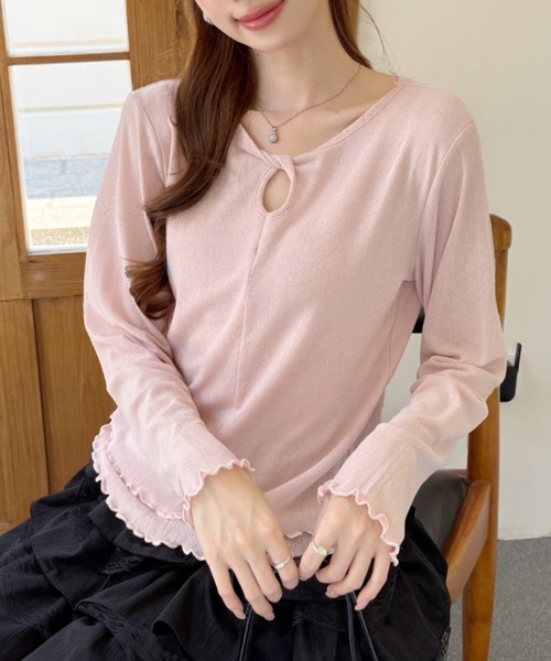 Ada.(エイダ)の「フロントねじり メロウ キーホール ロングスリーブ カットソー(Tシャツ/カットソー・レディース・ブラック/グレー/ピンク/アイボリー・FREE)」の15枚目の写真