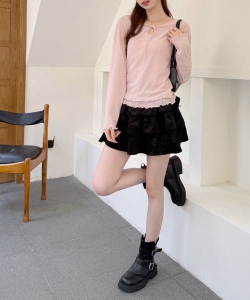 Ada.(エイダ)の「フロントねじり メロウ キーホール ロングスリーブ カットソー(Tシャツ/カットソー・レディース・ブラック/グレー/ピンク/アイボリー・FREE)」の19枚目の写真