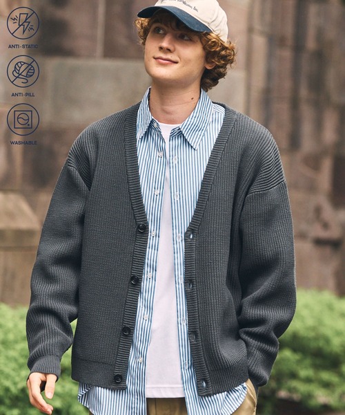 HECT（ヘクト）の「【HECT】Bulky Knit Relax Fit V-Neck Cardigan / バルキーニット リラックスフィット Vネックカーディガン＜帯電防止・ウォッシャブル・アンチピリング＞（カーディガン/ボレロ・メンズ・ライトグレー/ダークブラウン/キャメル/ネイビー/ブラック/チャコール・S/M/L）」の7枚目の写真