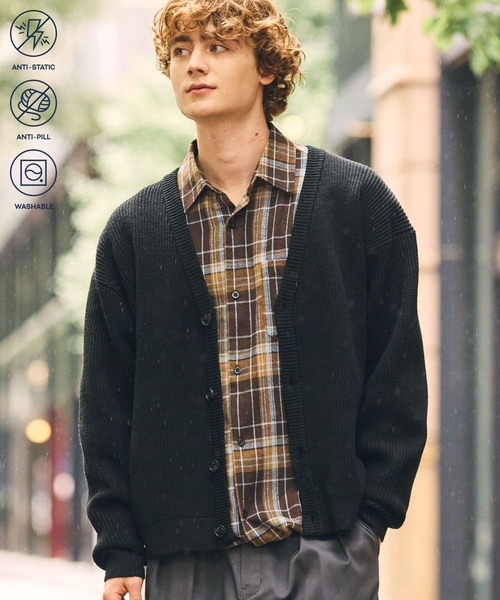 HECT（ヘクト）の「【HECT】Bulky Knit Relax Fit V-Neck Cardigan / バルキーニット リラックスフィット Vネックカーディガン＜帯電防止・ウォッシャブル・アンチピリング＞（カーディガン/ボレロ・メンズ・ライトグレー/ダークブラウン/キャメル/ネイビー/ブラック/チャコール・S/M/L）」の22枚目の写真