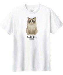 Moftique(モフティック) 半袖Tシャツ ラグドール 猫 アニマル プリント 5.6オンス トップス カットソー メンズ ユニセックス