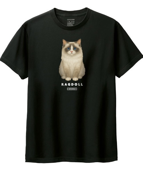Moftique(モフティック)の「Moftique(モフティック) 半袖Tシャツ ラグドール 猫 アニマル プリント 5.6オンス トップス カットソー メンズ ユニセックス(Tシャツ/カットソー・メンズ・ブラック/ホワイト・XS/S/M/L/XL)」の2枚目の写真
