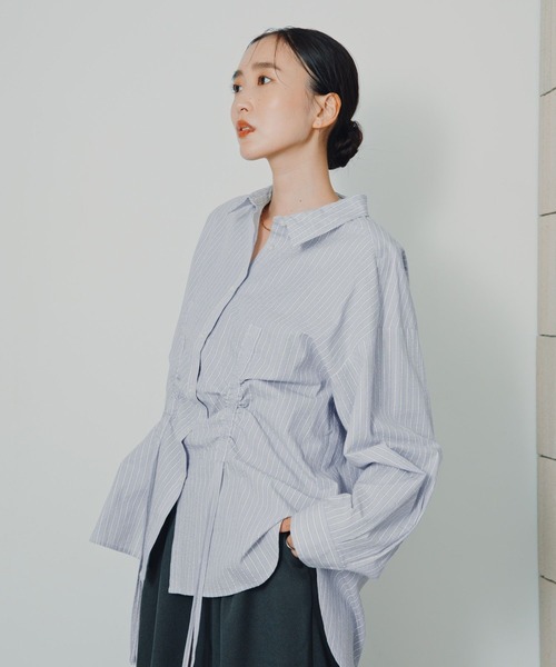 LEPSIM(レプシィム)の「フロントシャーリング長袖シャツ 1023550(シャツ/ブラウス・レディース・ブラウン系その他/ライトブルー/ブラウン・FREE)」の10枚目の写真
