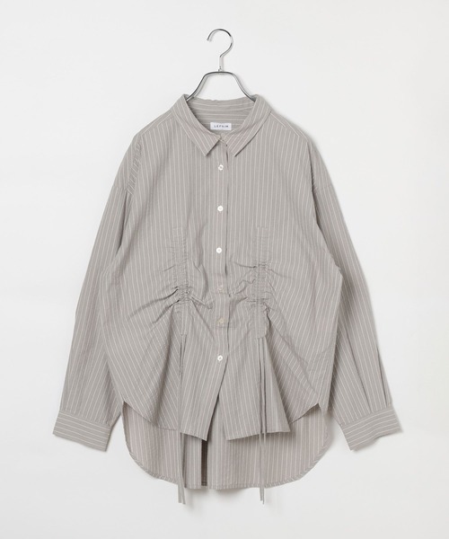 LEPSIM(レプシィム)の「フロントシャーリング長袖シャツ 1023550(シャツ/ブラウス・レディース・ブラウン系その他/ライトブルー/ブラウン・FREE)」の5枚目の写真