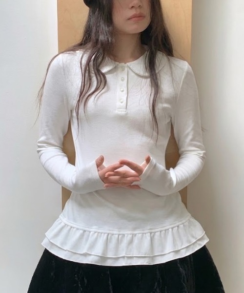 Vipoa(ヴィポア)の「Hem frill blouse(シャツ/ブラウス・レディース・ホワイト・FREE)」の1枚目の写真
