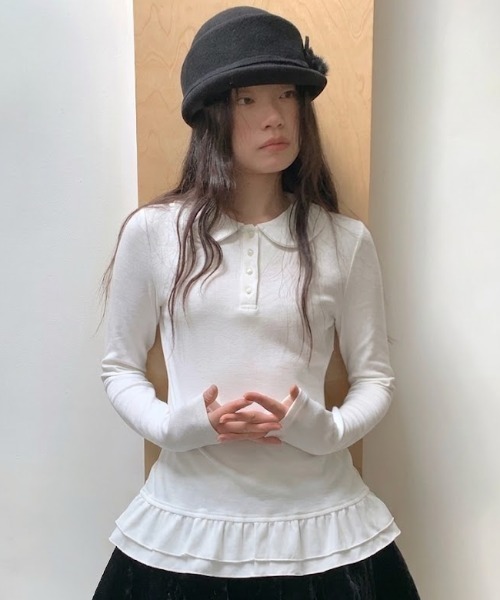Vipoa(ヴィポア)の「Hem frill blouse(シャツ/ブラウス・レディース・ホワイト・FREE)」の4枚目の写真