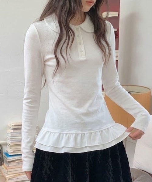 Vipoa(ヴィポア)の「Hem frill blouse(シャツ/ブラウス・レディース・ホワイト・FREE)」の8枚目の写真