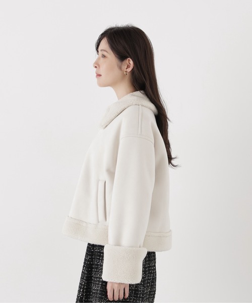 PROPORTION BODY DRESSING(プロポーションボディドレッシング)の「フェイクムートンショートブルゾン / 1216255005(ブルゾン・レディース・ベージュ/ホワイト系その他・MEDIUM/SMALL)」の9枚目の写真