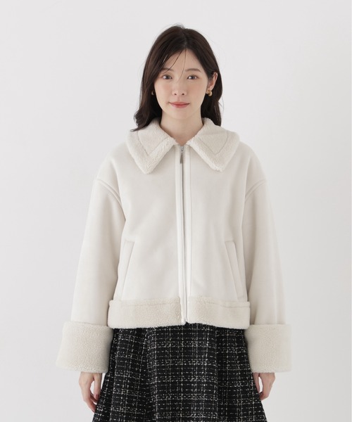 PROPORTION BODY DRESSING(プロポーションボディドレッシング)の「フェイクムートンショートブルゾン / 1216255005(ブルゾン・レディース・ベージュ/ホワイト系その他・MEDIUM/SMALL)」の8枚目の写真