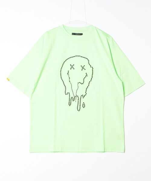 STUD MUFFIN(スタッドマフィン)の「STUD MUFFIN/スタッドマフィン/メタルスタッズスマイルSS(Tシャツ/カットソー・メンズ・イエロー/オレンジ・2/3)」の1枚目の写真