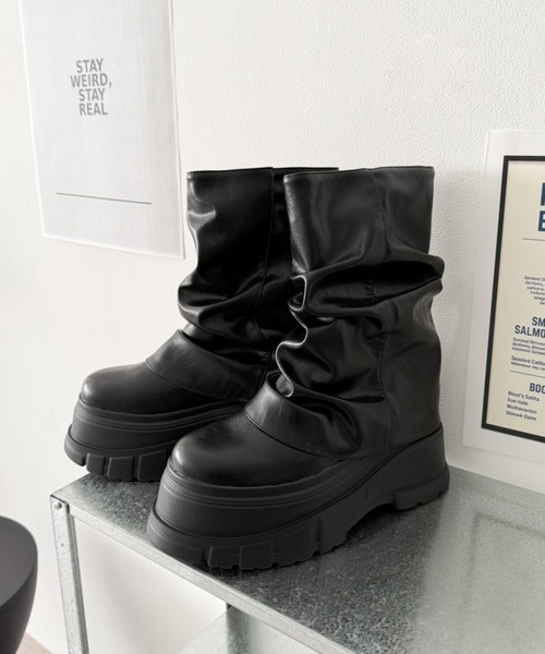 WEGO(ウィゴー)の「WEGO/厚底ルーズミドルブーツ(ブーツ・レディース・ブラック・SMALL/LARGE/MEDIUM)」の7枚目の写真
