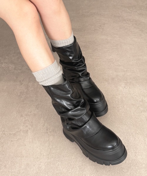 WEGO(ウィゴー)の「WEGO/厚底ルーズミドルブーツ(ブーツ・レディース・ブラック・SMALL/LARGE/MEDIUM)」の13枚目の写真
