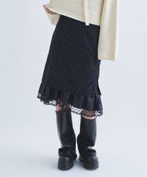 CODE A（コードエー）の「nep tweed lace hem skirt（スカート）」
