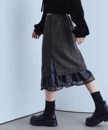 CODE A（コードエー）の「nep tweed lace hem skirt（スカート）」