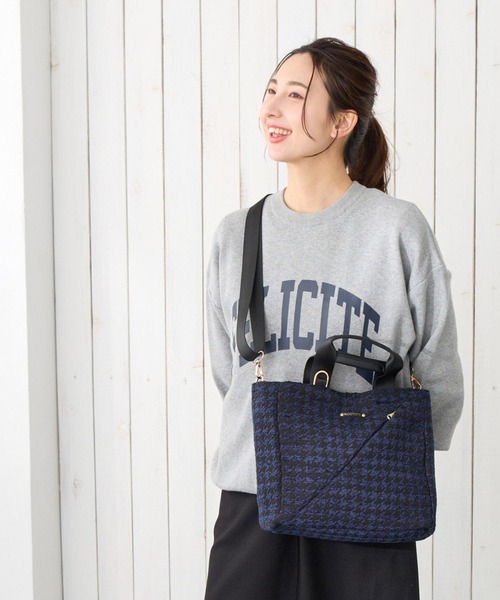 ROOTOTE(ルートート)の「ルートート / トートバッグ 2way ショルダーバッグ スクエア 斜め掛け 軽量 自立 LT.スクエア.スラッシュ-B(トートバッグ・レディース・ブラック/アイボリー/レオパード/ハウンドトゥース/パイソン・FREE)」の21枚目の写真