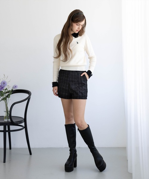 U.S. POLO ASSN.(ユーエスポロアッスン)の「【U.S. POLO ASSN.】clear 別注 フェザー配色長袖ニットトップス(ニット/セーター・レディース・グレー/ブラック/アイボリー・F)」の10枚目の写真