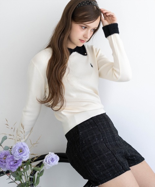 U.S. POLO ASSN.(ユーエスポロアッスン)の「【U.S. POLO ASSN.】clear 別注 フェザー配色長袖ニットトップス(ニット/セーター・レディース・グレー/ブラック/アイボリー・F)」の4枚目の写真