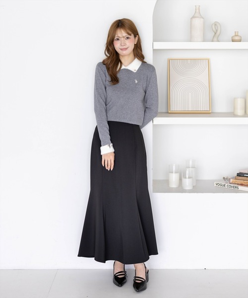 U.S. POLO ASSN.(ユーエスポロアッスン)の「【U.S. POLO ASSN.】clear 別注 フェザー配色長袖ニットトップス(ニット/セーター・レディース・グレー/ブラック/アイボリー・F)」の14枚目の写真