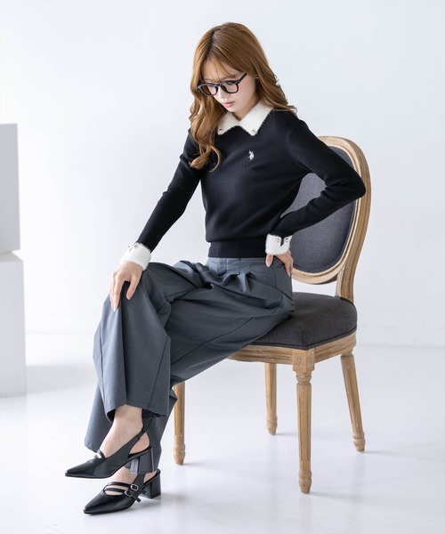 U.S. POLO ASSN.(ユーエスポロアッスン)の「【U.S. POLO ASSN.】clear 別注 フェザー配色長袖ニットトップス(ニット/セーター・レディース・グレー/ブラック/アイボリー・F)」の21枚目の写真