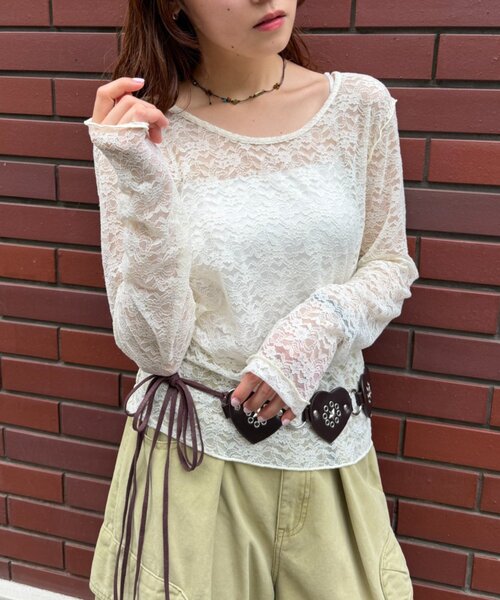 w closet（ダブルクローゼット）の「レースインナープルオーバー（Tシャツ/カットソー・レディース・ブラウン/ブルー/アイボリー・FREE）」の5枚目の写真