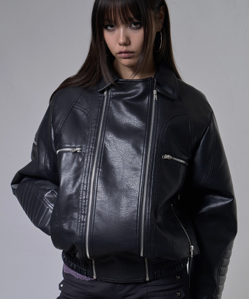 FANCY CLUB(ファンシークラブ)の「レーサーレザージャケット (BLACK) F26ZA507(ライダースジャケット・レディース・その他・FREE)」の4枚目の写真