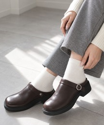 2WAY厚底スクエアトゥクロッグシューズ