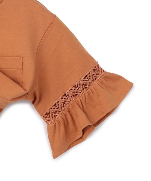 green label relaxing（グリーンレーベルリラクシング）の「ソデレースフリル PO 5L◆（Tシャツ/カットソー・キッズ・オフホワイト/ブラウン・105/135/95/115/125）」の5枚目の写真