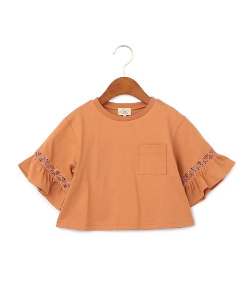 green label relaxing（グリーンレーベルリラクシング）の「ソデレースフリル PO 5L◆（Tシャツ/カットソー・キッズ・オフホワイト/ブラウン・105/135/95/115/125）」の3枚目の写真