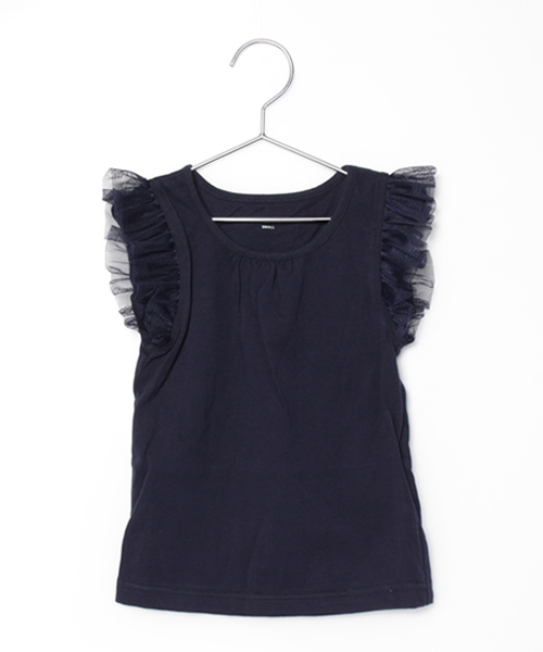 GLOBAL WORK（グローバルワーク）の「【キッズ】チュールソデＴ半袖/712344（Tシャツ/カットソー・キッズ・ホワイト/グレー/ライトイエロー/ネイビー/ホワイト系その他/ブラウン系その他・X-LARGE/LARGE/SMALL/MEDIUM）」の5枚目の写真