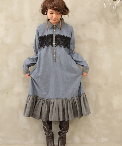 Somari ソマリ の 感性に響く主役ワンピを 一瞬にして特別になる Somariダンガリー裾フリルワンピース ワンピース Wear