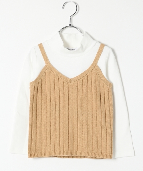 GLOBAL WORK（グローバルワーク）の「【キッズ】アラエルニットキャミレイヤー長袖/729135 （ニット/セーター・キッズ・キャメル/ネイビー/グレー/レッド・LARGE/SMALL/X-LARGE/MEDIUM）」の3枚目の写真