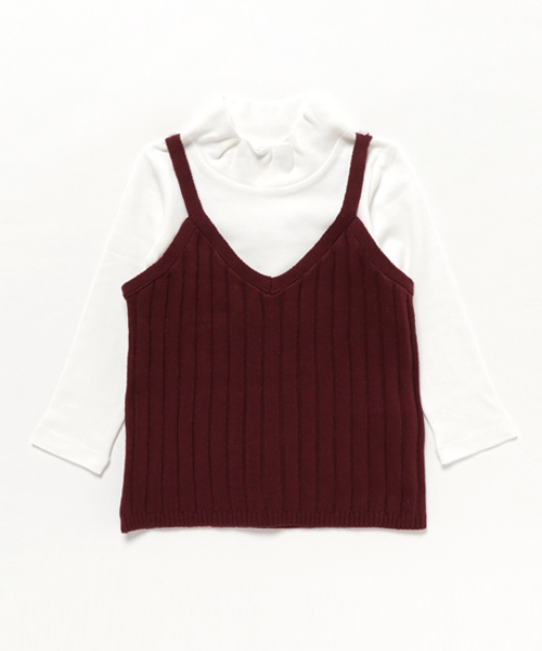 GLOBAL WORK（グローバルワーク）の「【キッズ】アラエルニットキャミレイヤー長袖/729135 （ニット/セーター・キッズ・キャメル/ネイビー/グレー/レッド・LARGE/SMALL/X-LARGE/MEDIUM）」の4枚目の写真