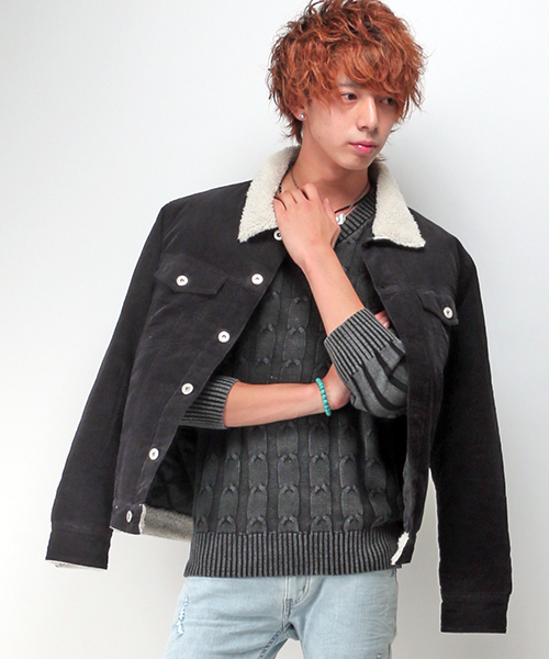 VENCEEXCHANGE(ヴァンスエクスチェンジ)の「ボアコーデュロイGジャン(デニムジャケット・メンズ・ブラウン/ブラック/ネイビー・LARGE/MEDIUM)」の1枚目の写真