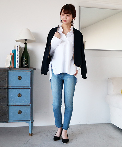 N.（N. Natural Beauty Basic）（エヌエヌナチュラルビューティーベーシック）の「【with　4月号掲載】ポリオリツイルウォッシャブルセットアップMA-1（MA-1・レディース・グレー/ピンク/ネイビー・MEDIUM）」の7枚目の写真